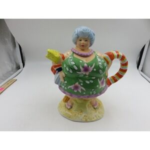 Youngs Inc Bathing Beauty Teapot Day at the Beach Ceramic Whimsical Lady 14929